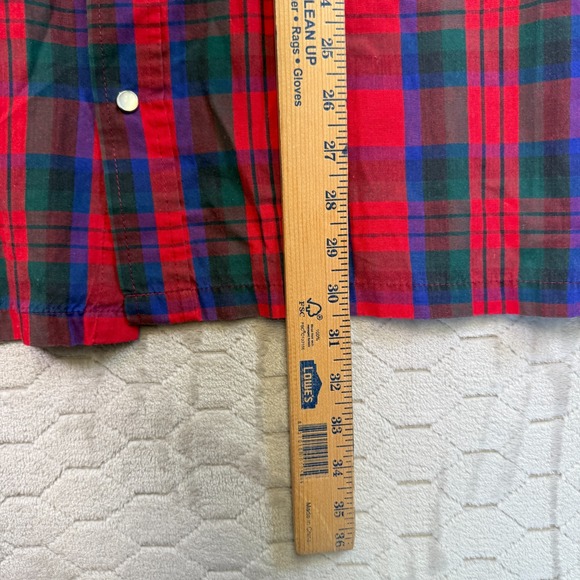 VTG Corzini Plaid Snap Pearl Button Western Shirt Mens XL Tall  Made in USA - Picture 9 of 12